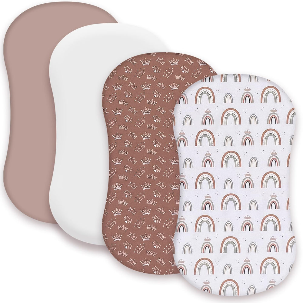 AMROSE rainbow bassinet sheet with silky soft microfiber and snug fit.