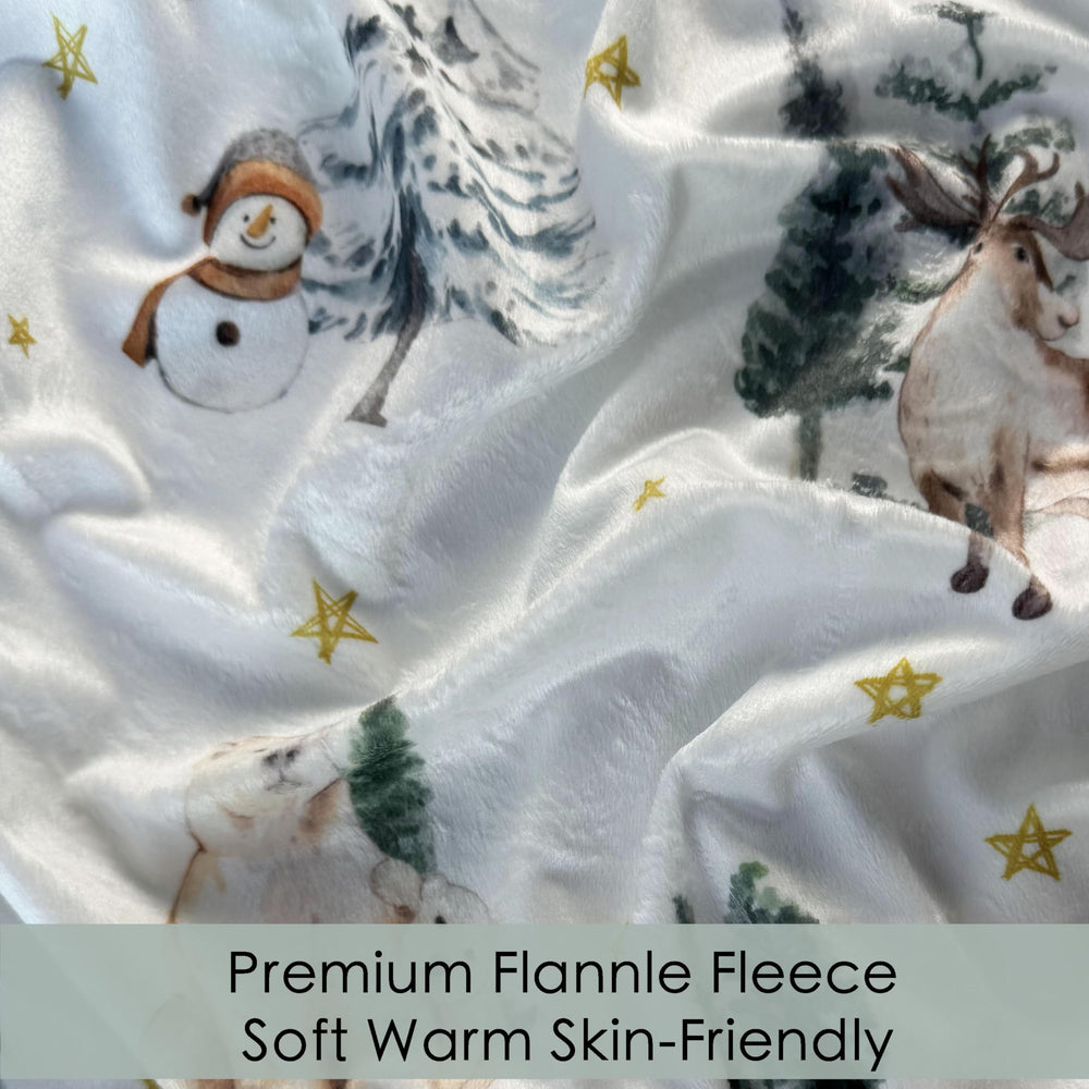 AMROSE winter woodland design crib sheets in nursery setting