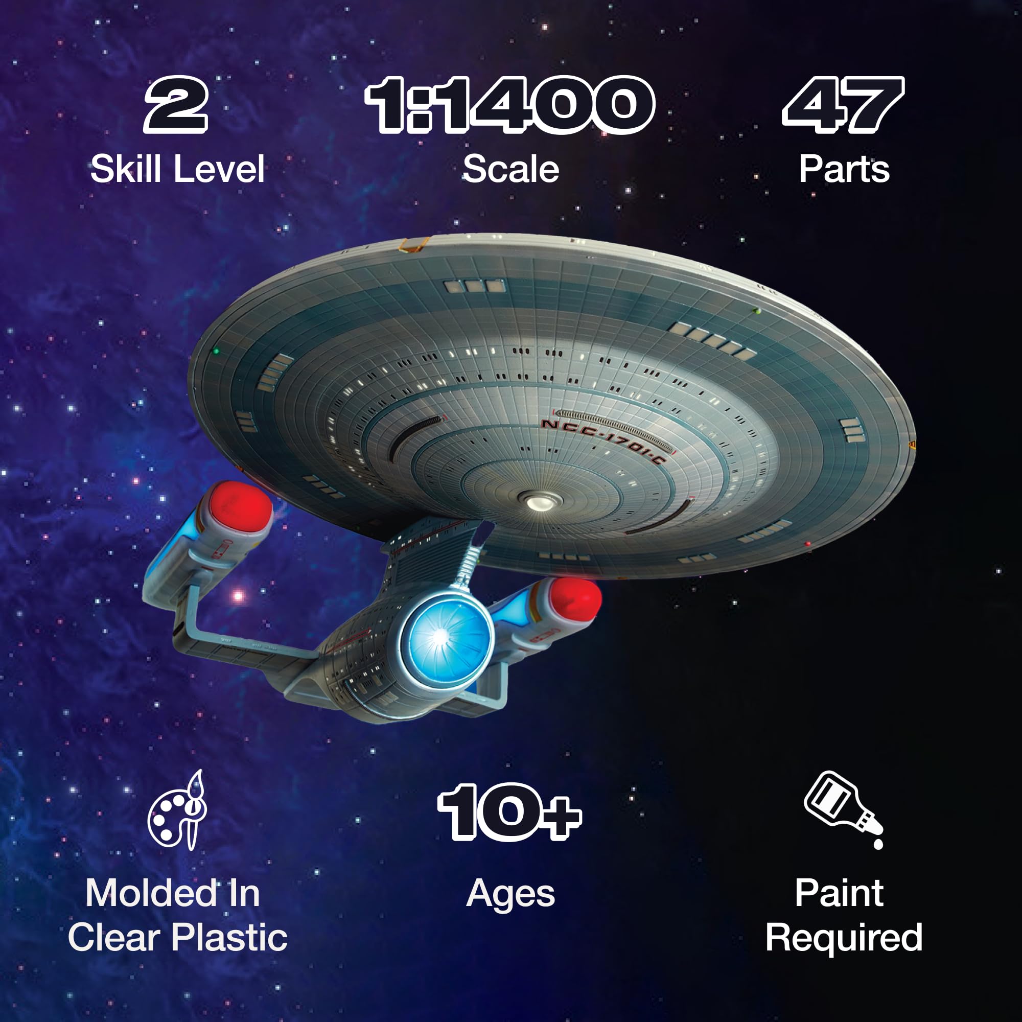 AMT Enterprise NCC-1701-C clear-plastic parts ideal for internal lighting.