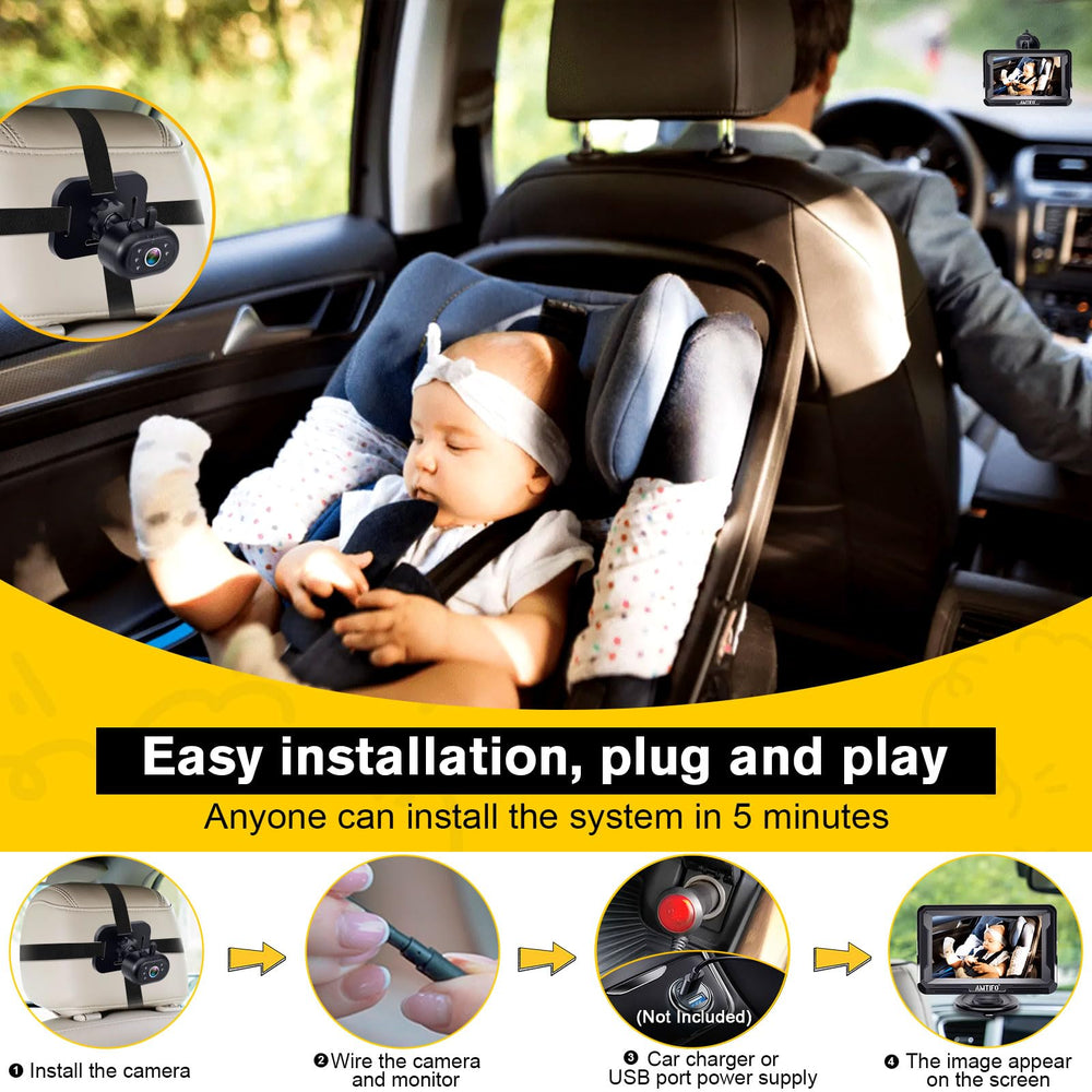 AMTIFO backseat camera with 360-degree rotation for full rear view.