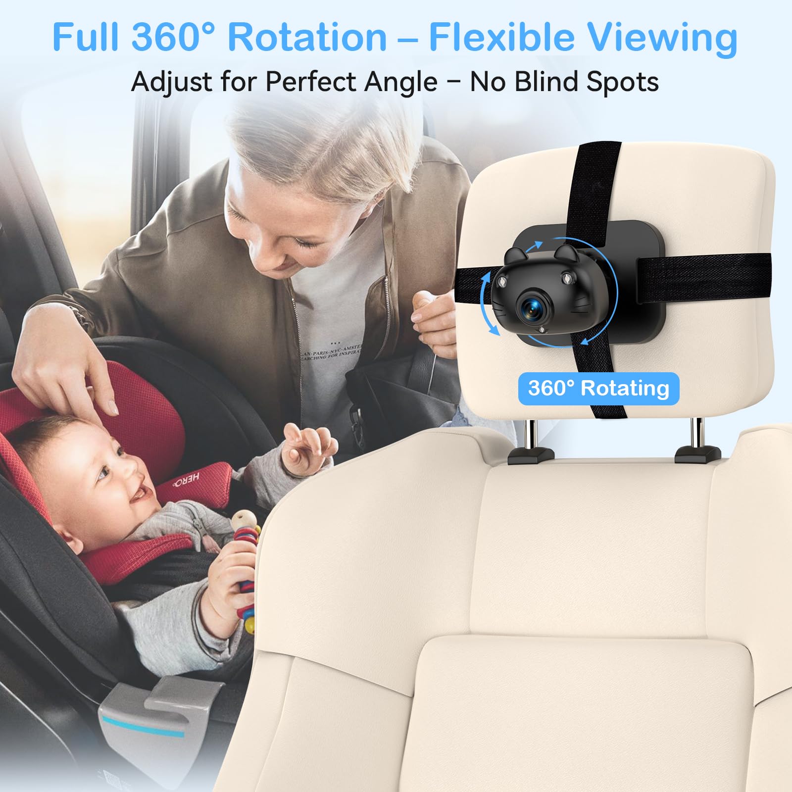 AMTIFO night vision maintains visibility for backseat monitoring after dark.