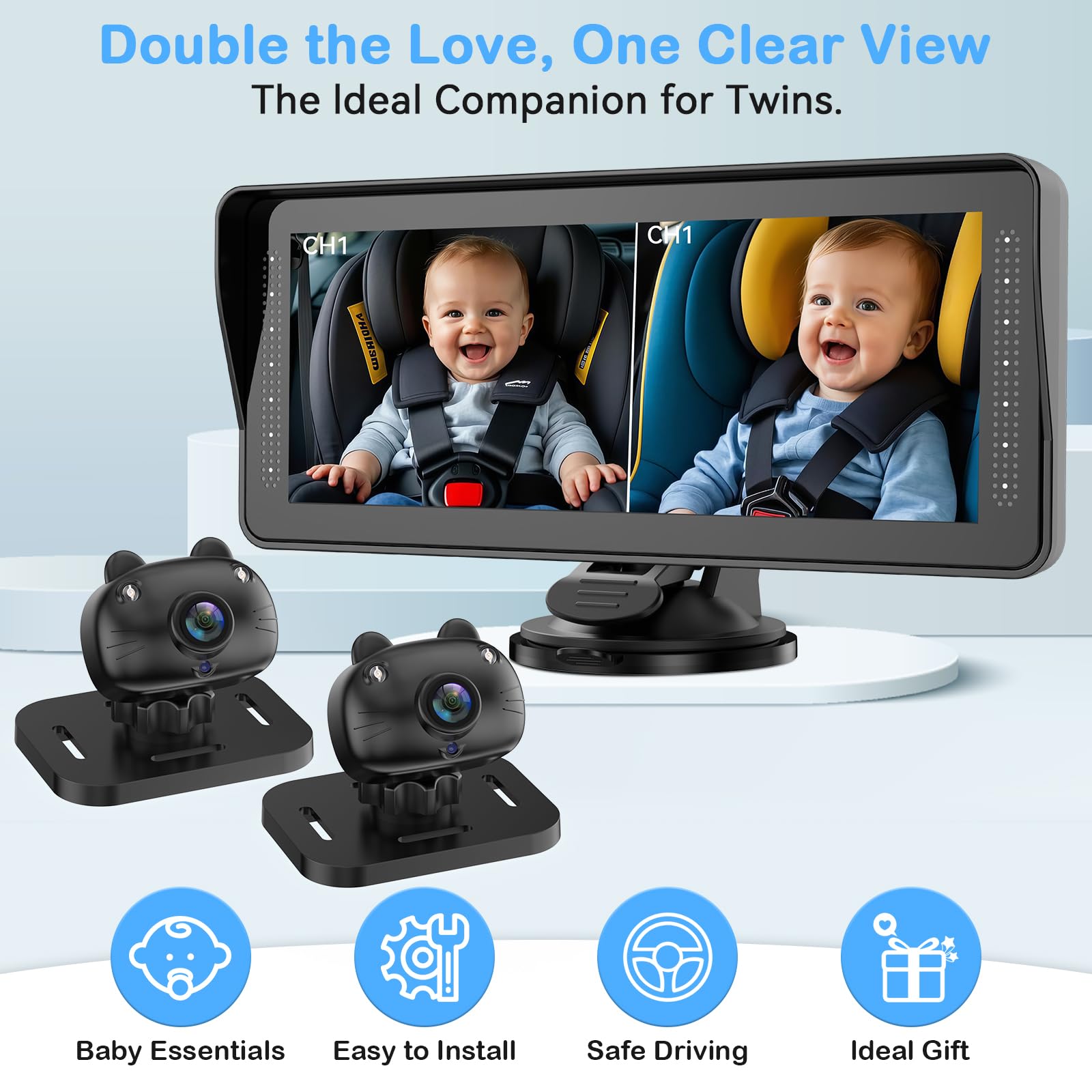 AMTIFO 6.9-inch HD display for bright, crisp viewing for parents on the road.
