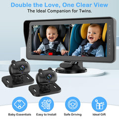 AMTIFO 6.9-inch HD display for bright, crisp viewing for parents on the road.