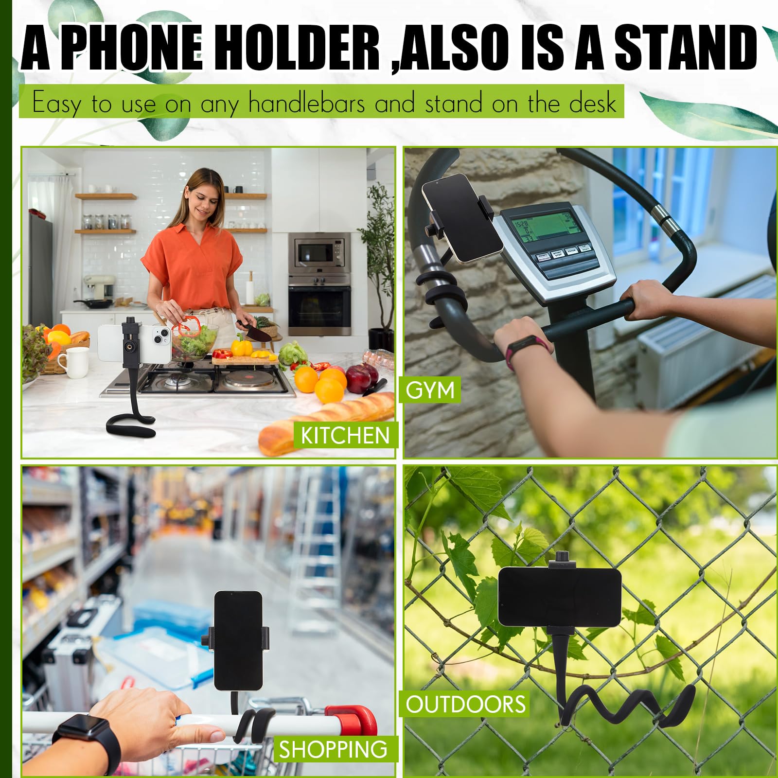 Amylove phone holder attached to stroller, showcasing versatile mounting options.