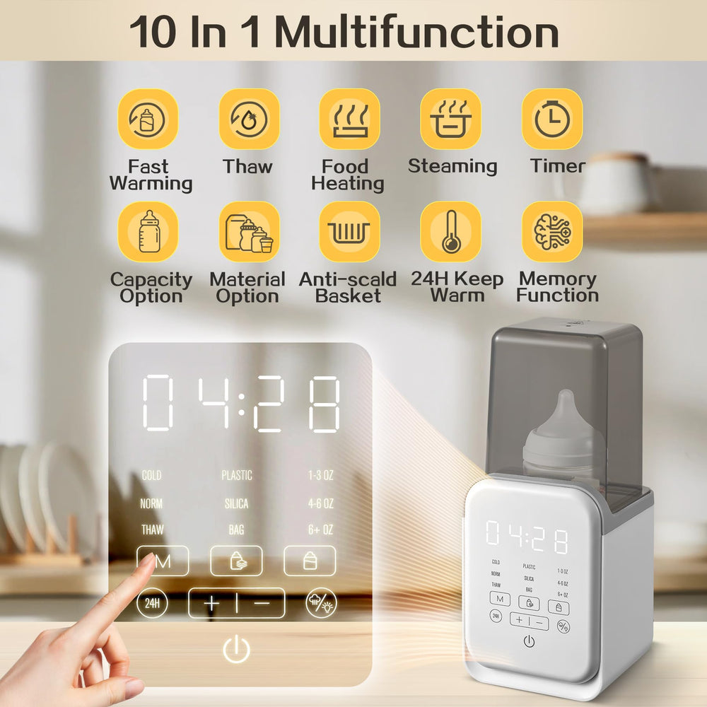 AMZBABYCHEF 10-in-1 panel shows versatile heat settings.