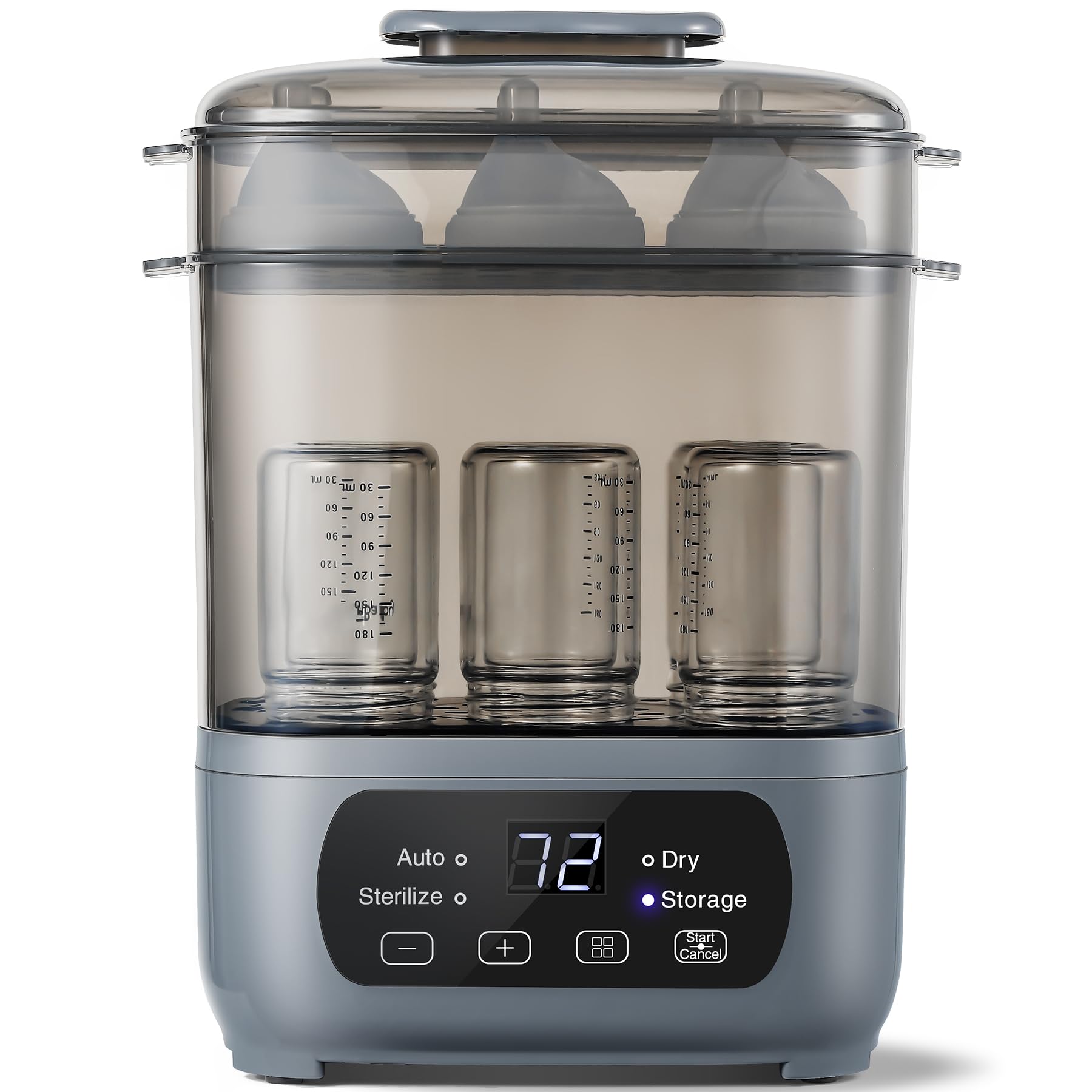 AMZBABYCHEF 4-in-1 bottle steamer and dryer in action for easy cleaning.