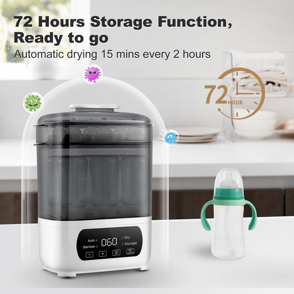 AMZBABYCHEF 4-in-1 steamer and dryer for versatile baby bottle care.