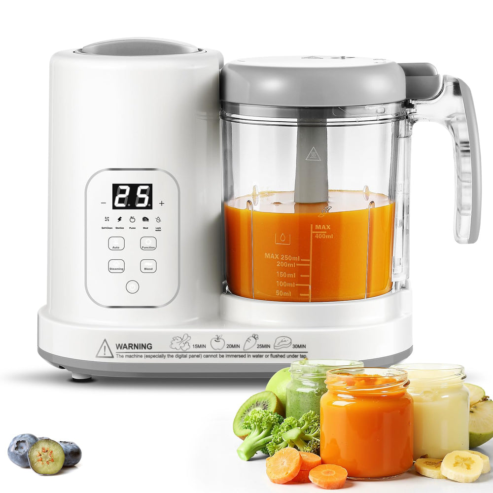 AMZBABYCHEF baby food maker pro steamer blender on the counter for quick nutritious meals.