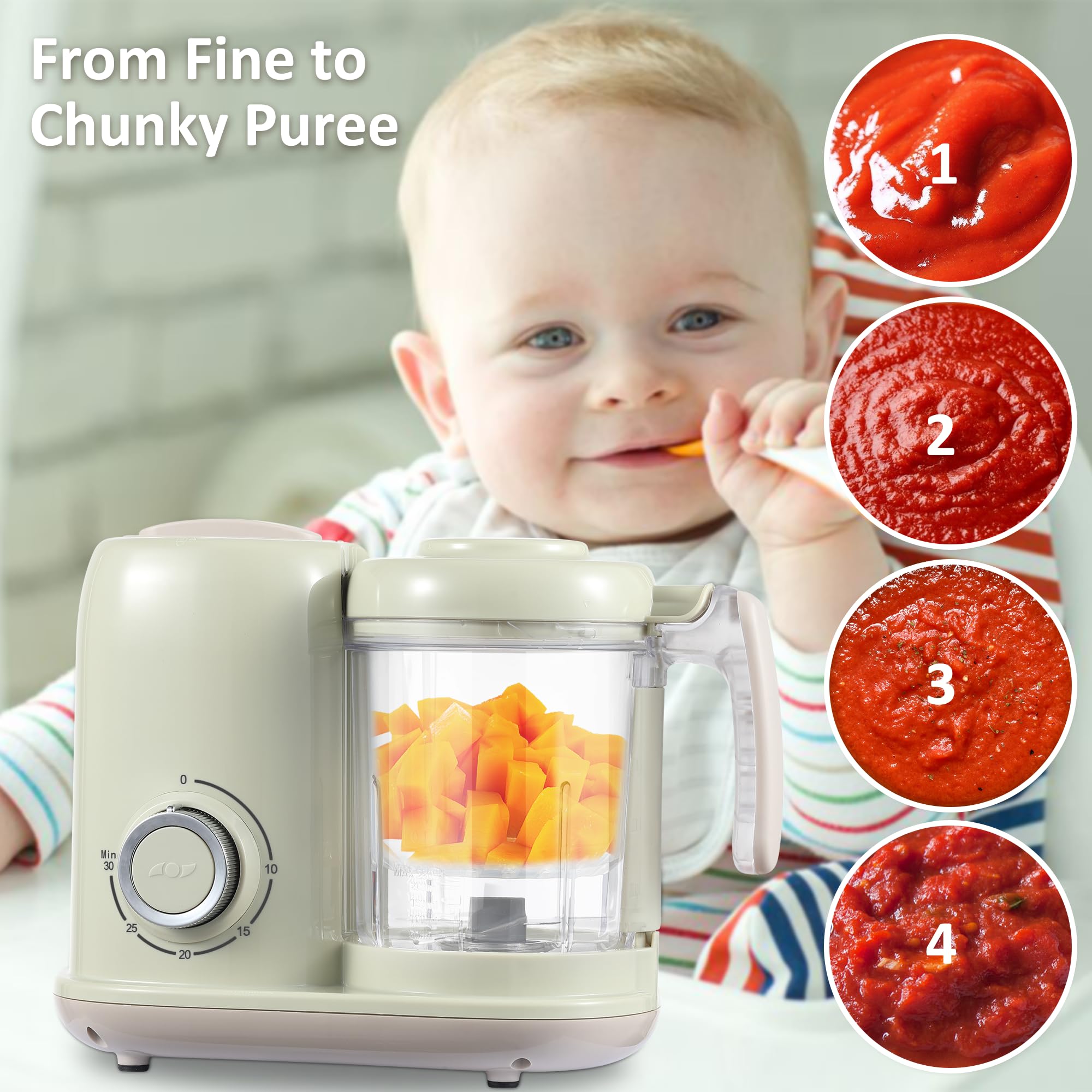 AMZBABYCHEF dishwasher-safe parts streamline post-meal cleanup.