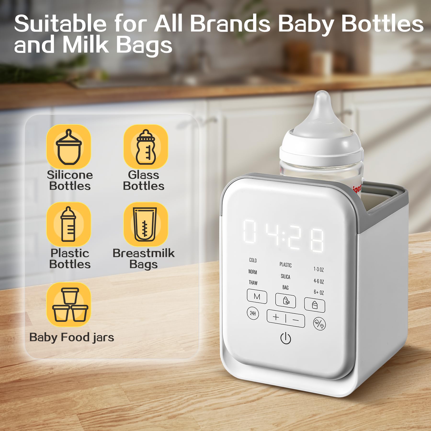 AMZBABYCHEF keep-warm feature maintains milk at ideal warmth.