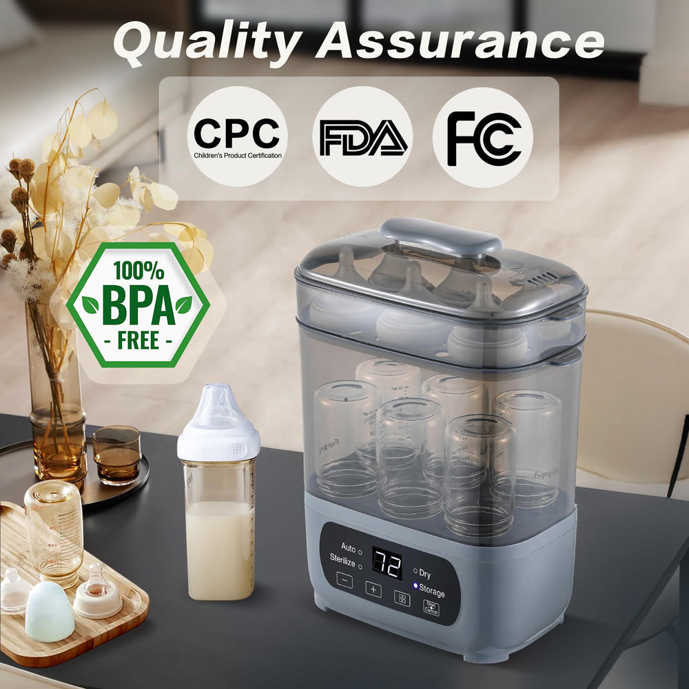 AMZBABYCHEF quick-drying cycle speeds up prep between feeds.