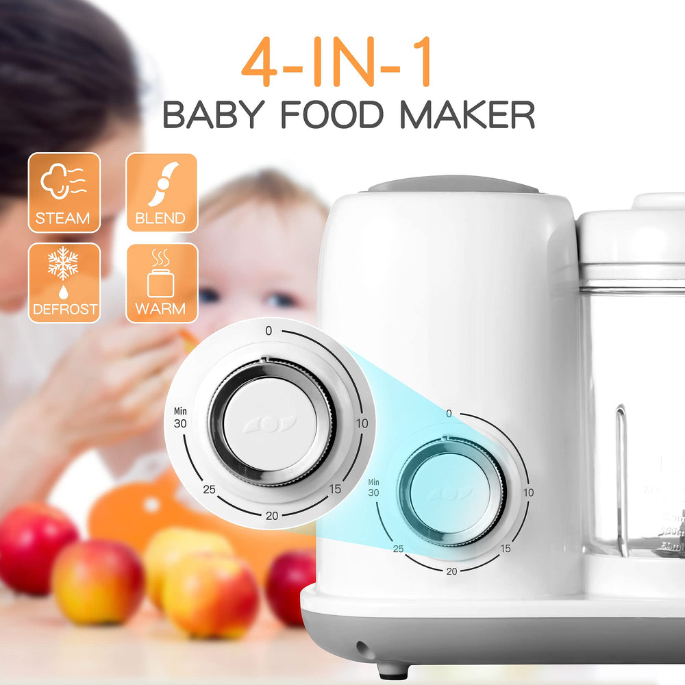 AMZBABYCHEF steamer and blender with auto shut-off for hands-free cooking