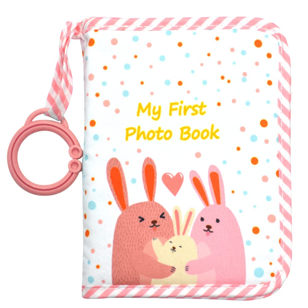 amzoya Baby's My First Family Album with soft cloth cover invites gentle touch and safe exploration.