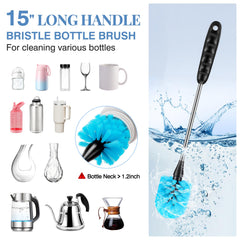AnDocK long-handle bottle brush reaching bottle bottom for deep clean