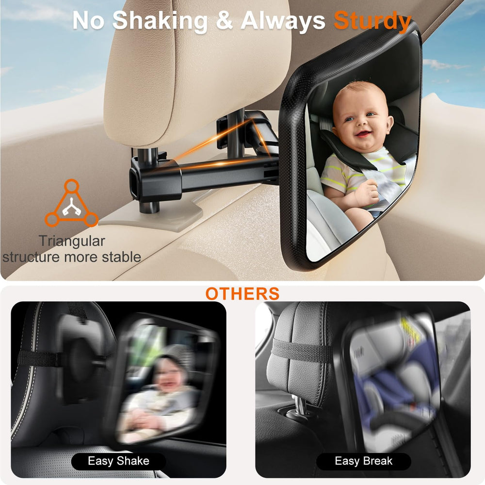 Anatec baby car mirror clear convex view helps monitor baby easily.