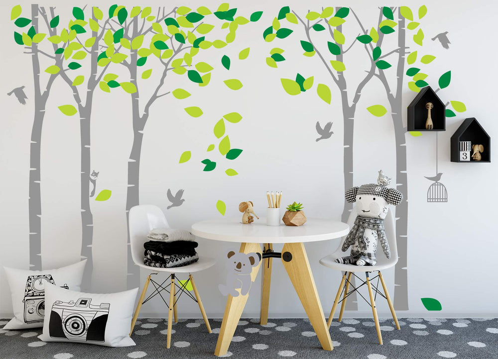 ANBER Giant Jungle Tree decal on wall creates a playful kids' room backdrop.