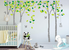 ANBER Giant Jungle Tree mural brightens nursery walls without leaving residue.