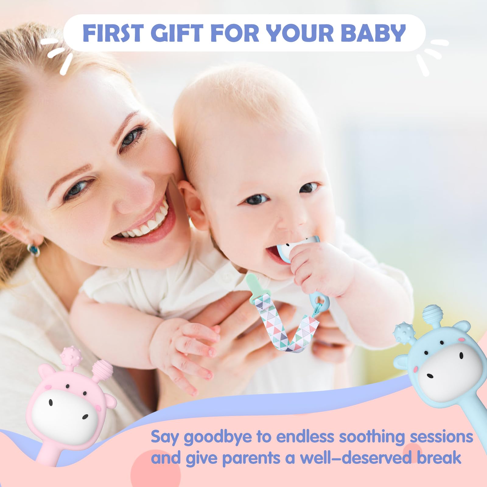 Anboor giraffe teether made of BPA-free silicone for safe chewing