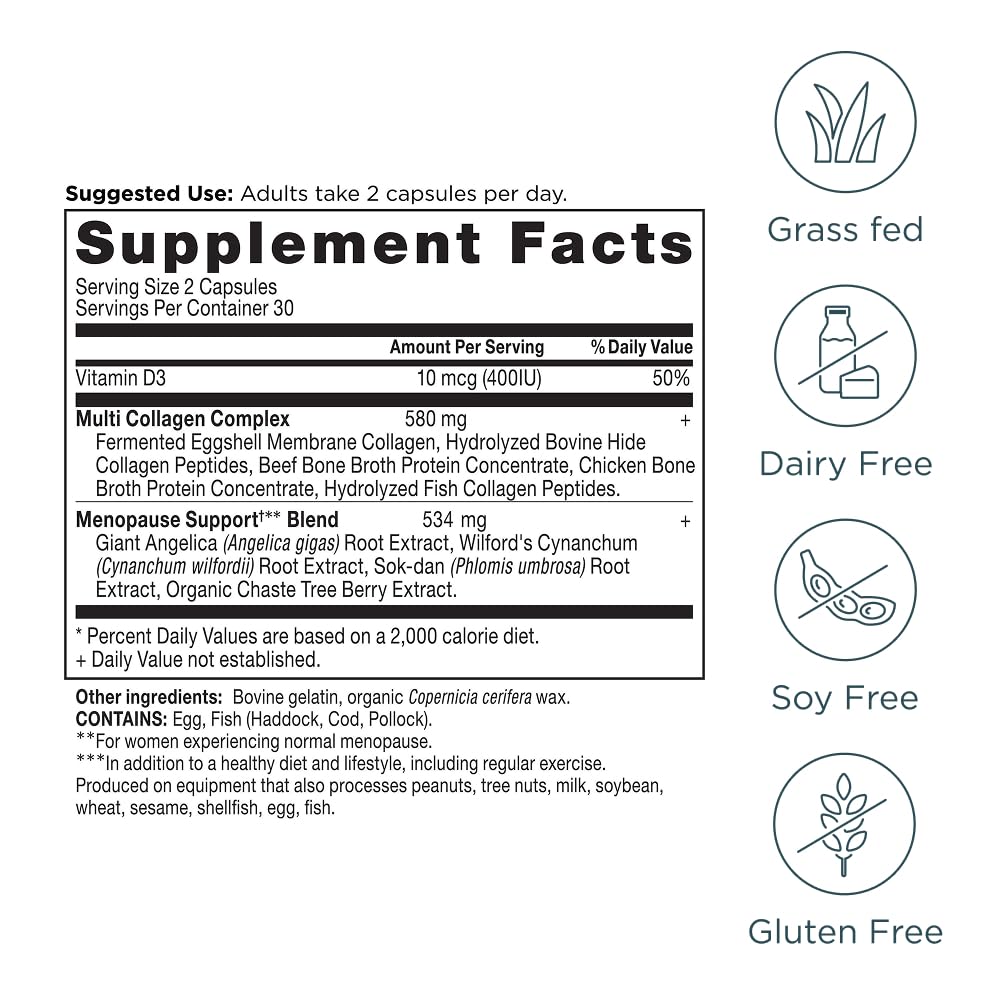 Ancient Nutrition Menopause Support label packaging clarifies dosage and daily routine.