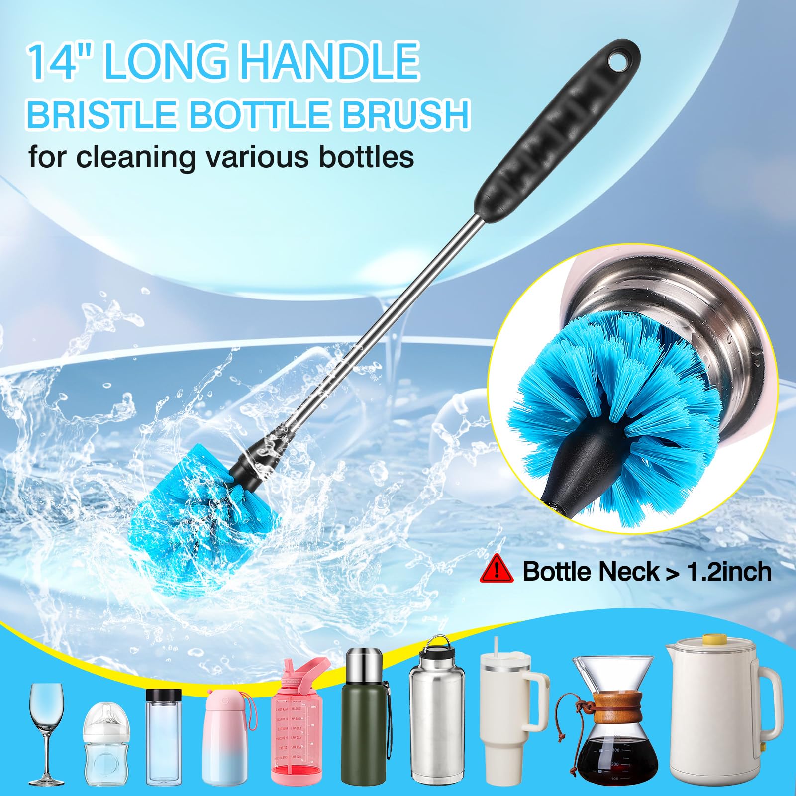 AnDock straw brush 7.9 inches ideal for precise straw cleaning.