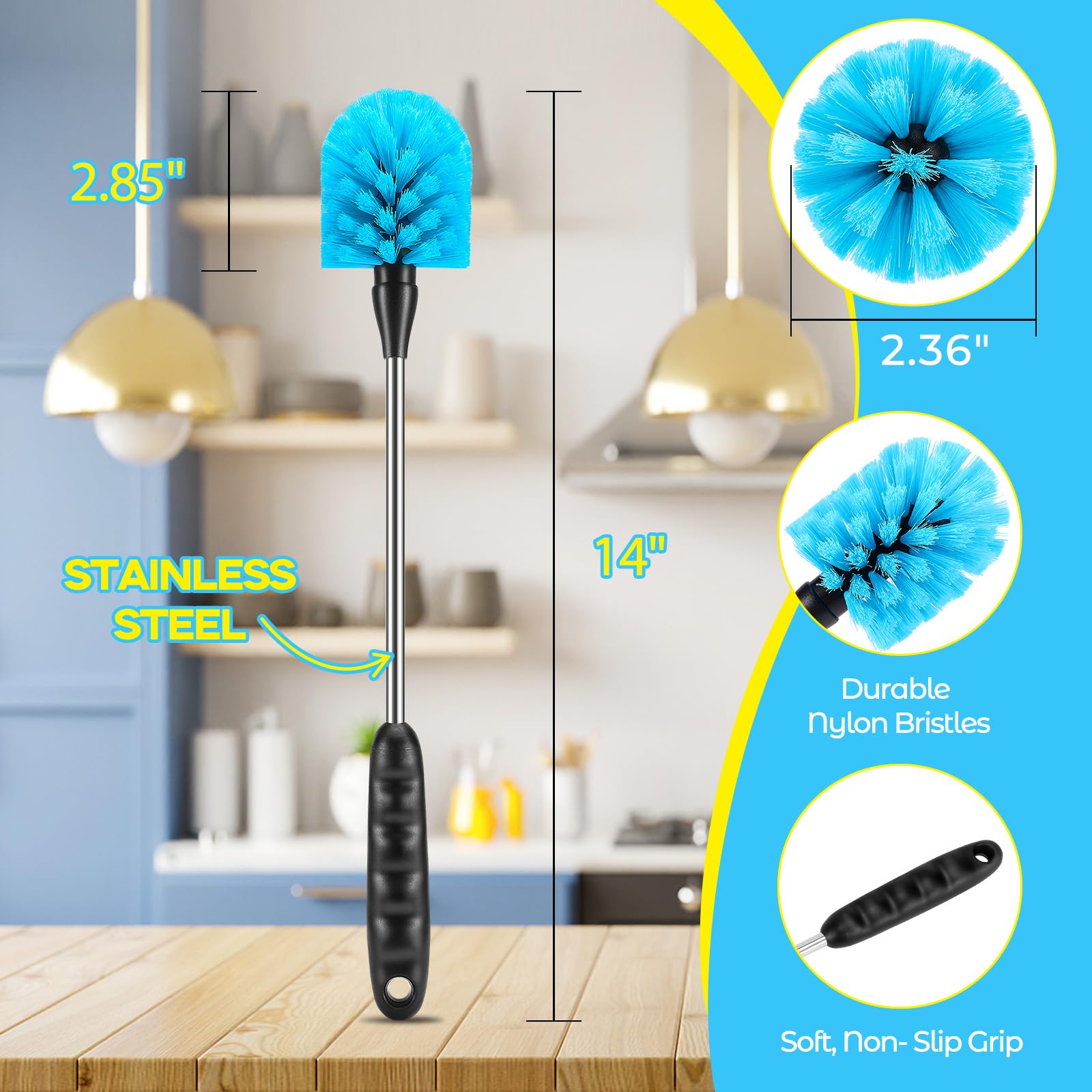 AnDock straw brush 9.8 inches for longer drinking straws cleaning.