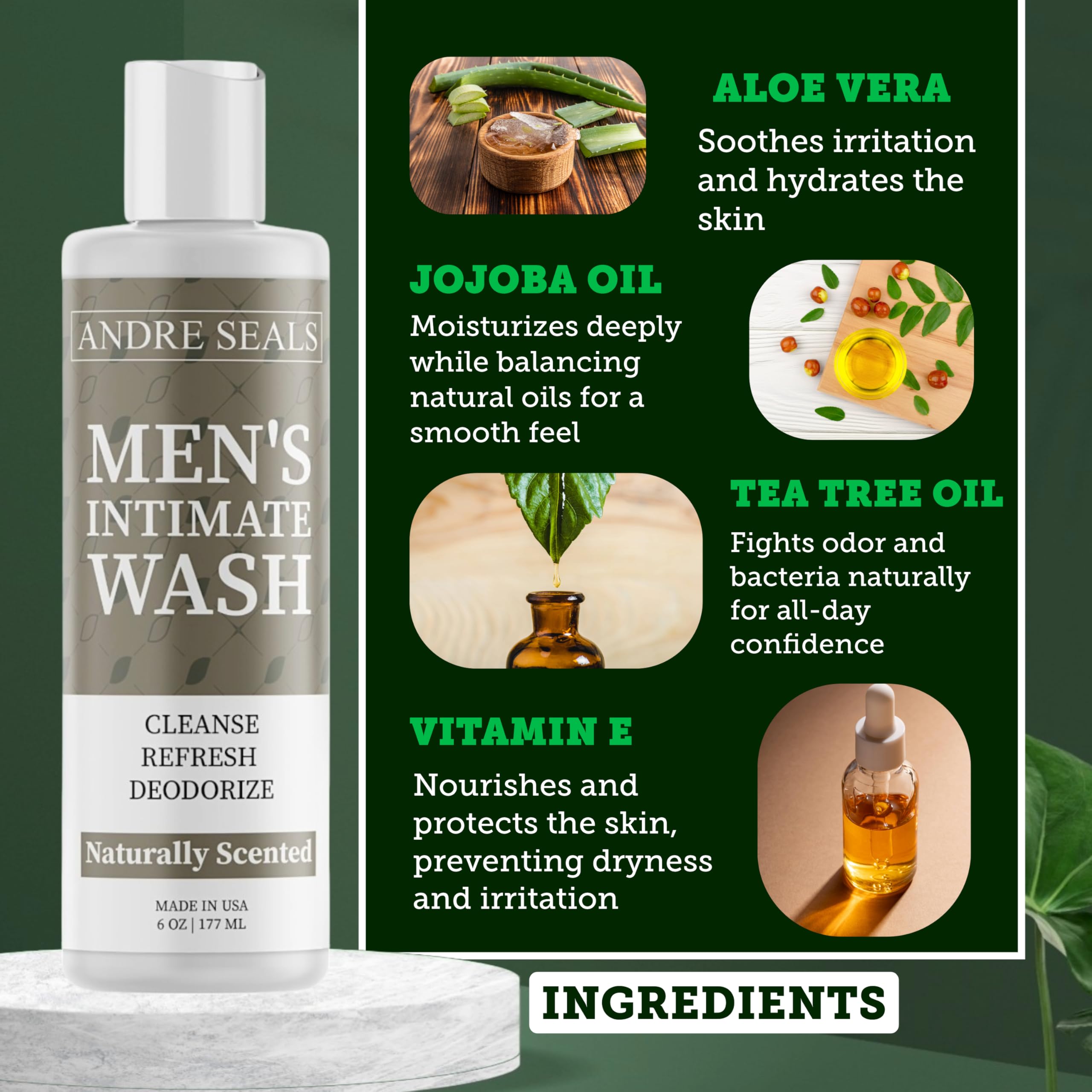 Andre Seals Intimate Wash travel kit ready for on-the-go hygiene.