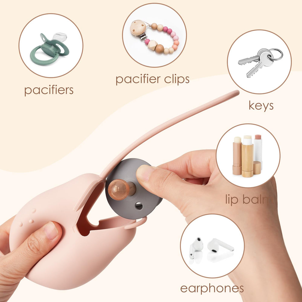 Andy Bear sage silicone pacifier case provides leakproof storage for quick diaper bag add-ons.