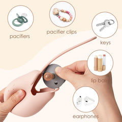 Andy Bear sage silicone pacifier case provides leakproof storage for quick diaper bag add-ons.