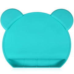 Andyken silicone baby placemat roll-up design for compact storage.