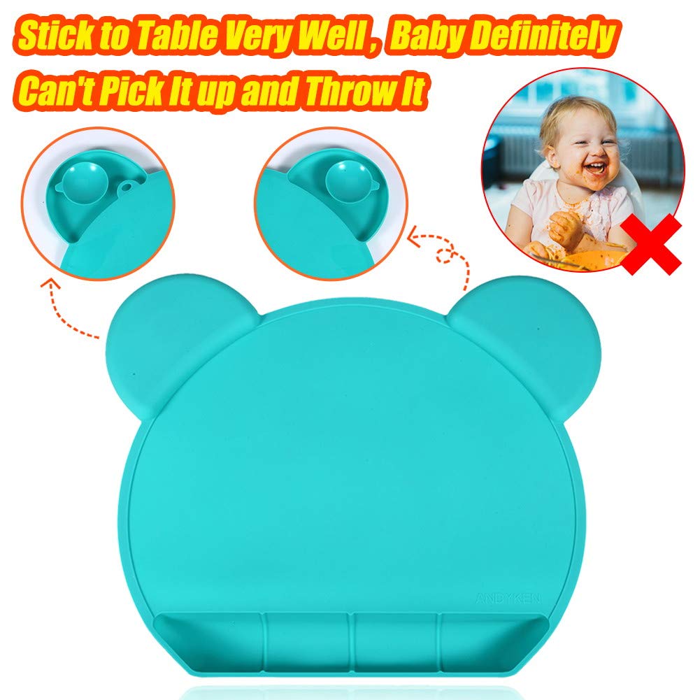 Andyken placemat with strong suction on smooth table surfaces.