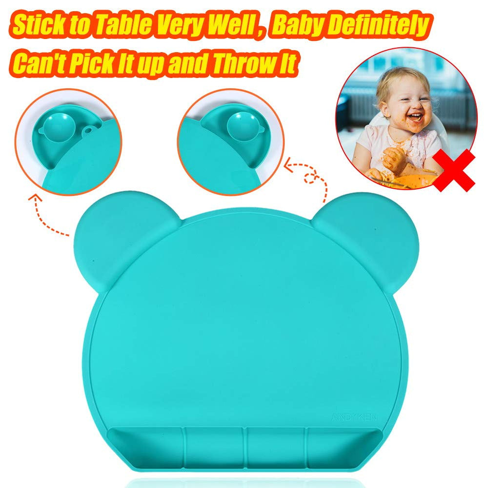 Andyken placemat with strong suction on smooth table surfaces.