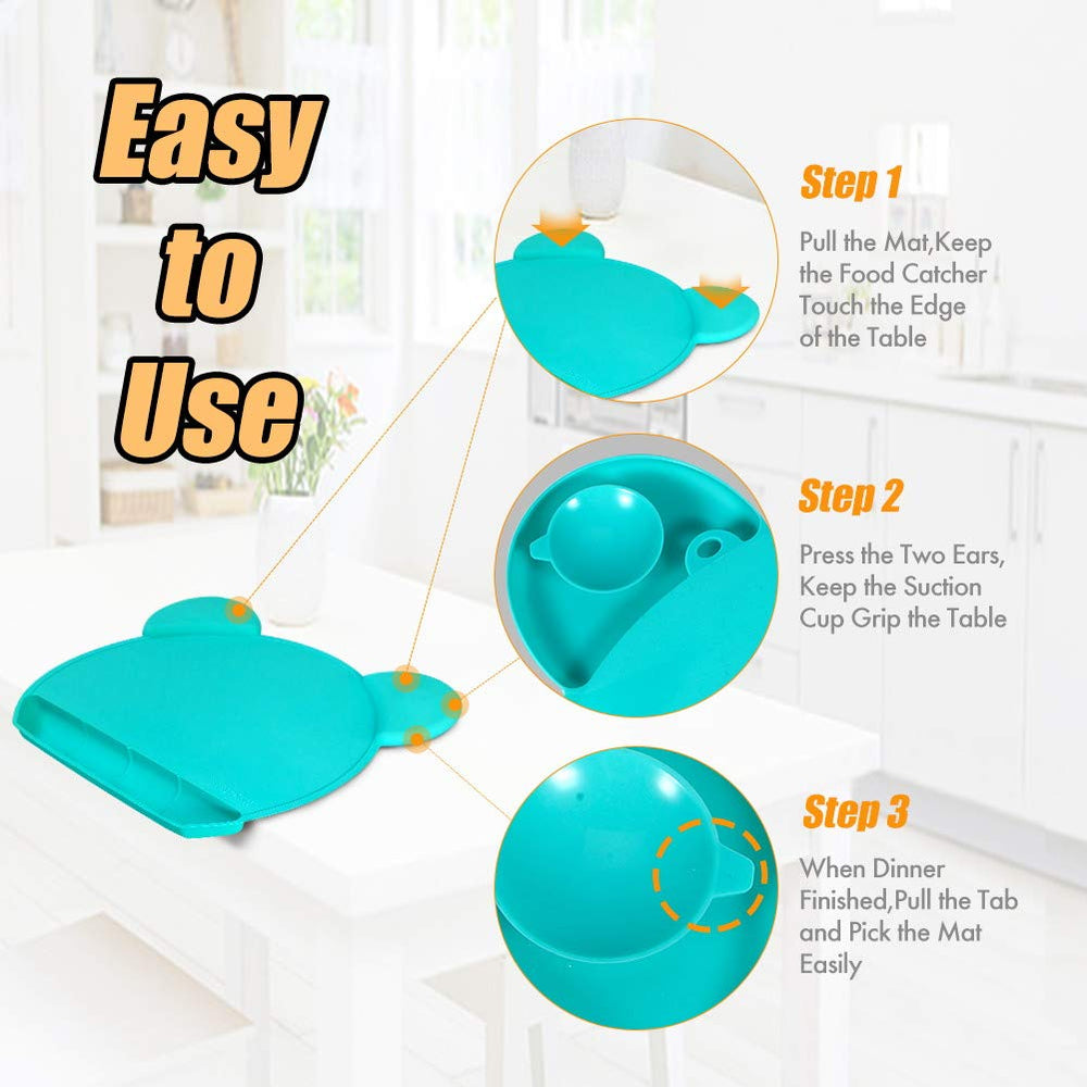 Andyken placemat folds for easy packing on outings.