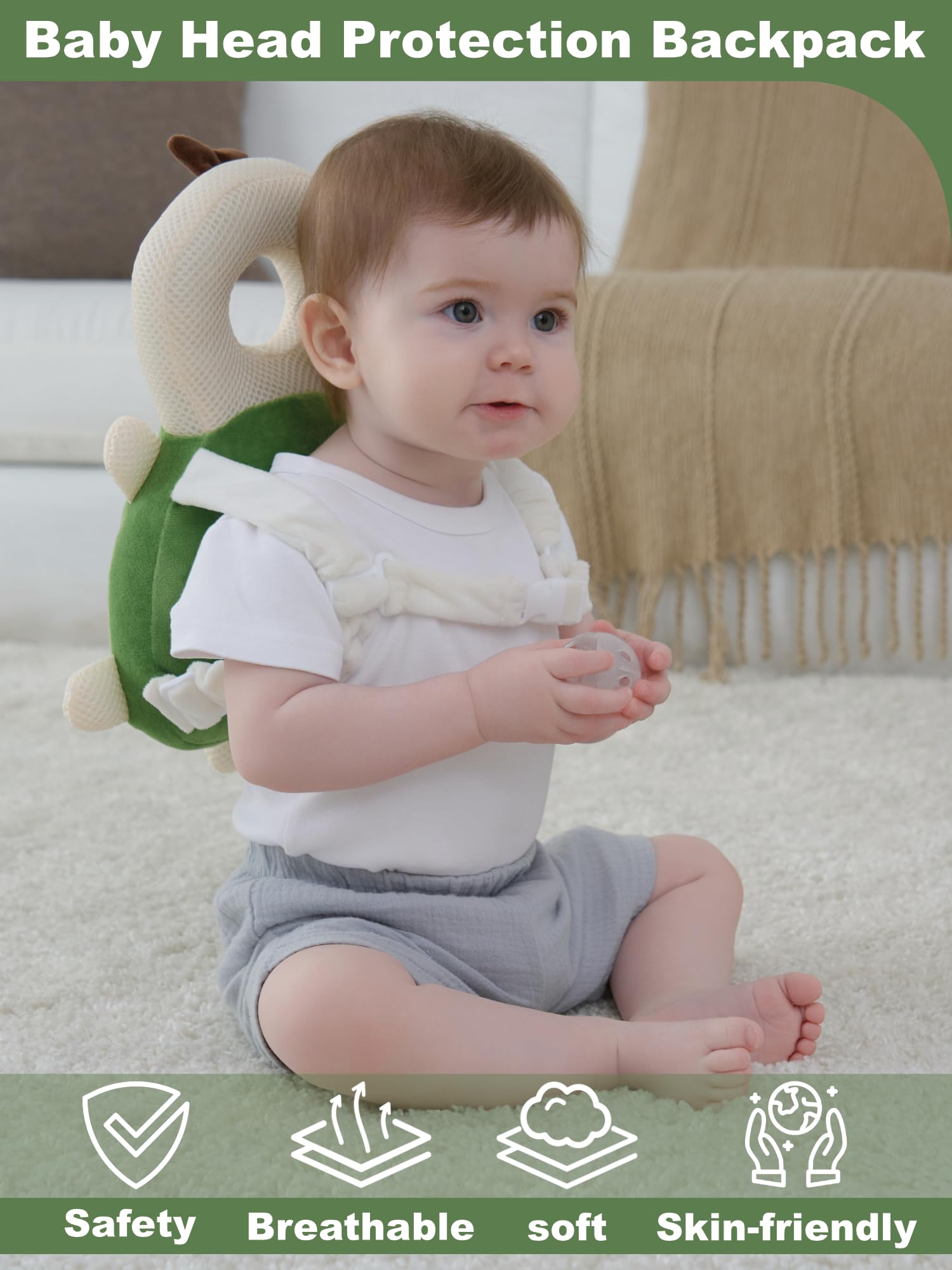 Anfrandce turtle design worn by toddler during play, safe movement.