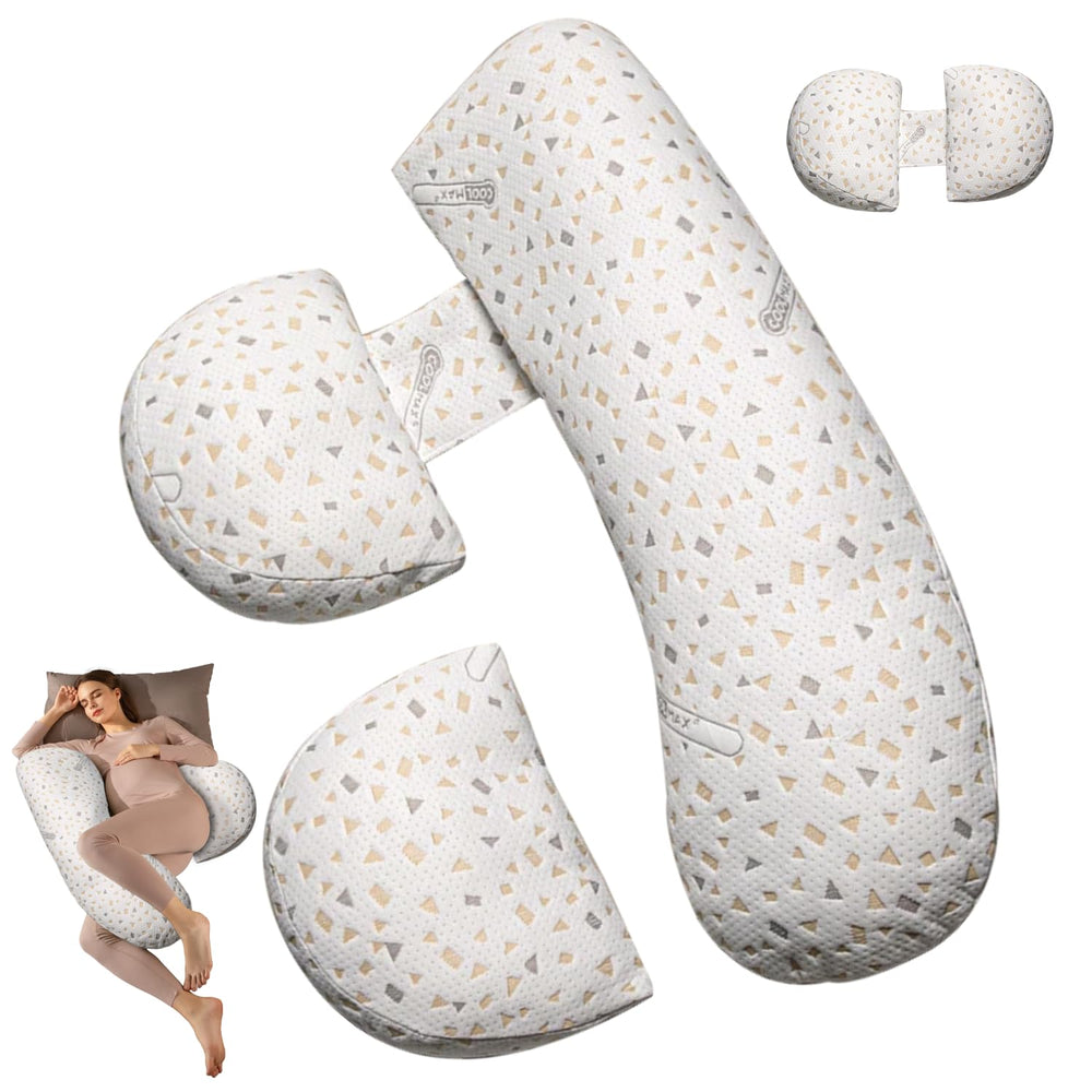 Anfrandce pregnancy pillow with ergonomic design for improved sleep comfort.