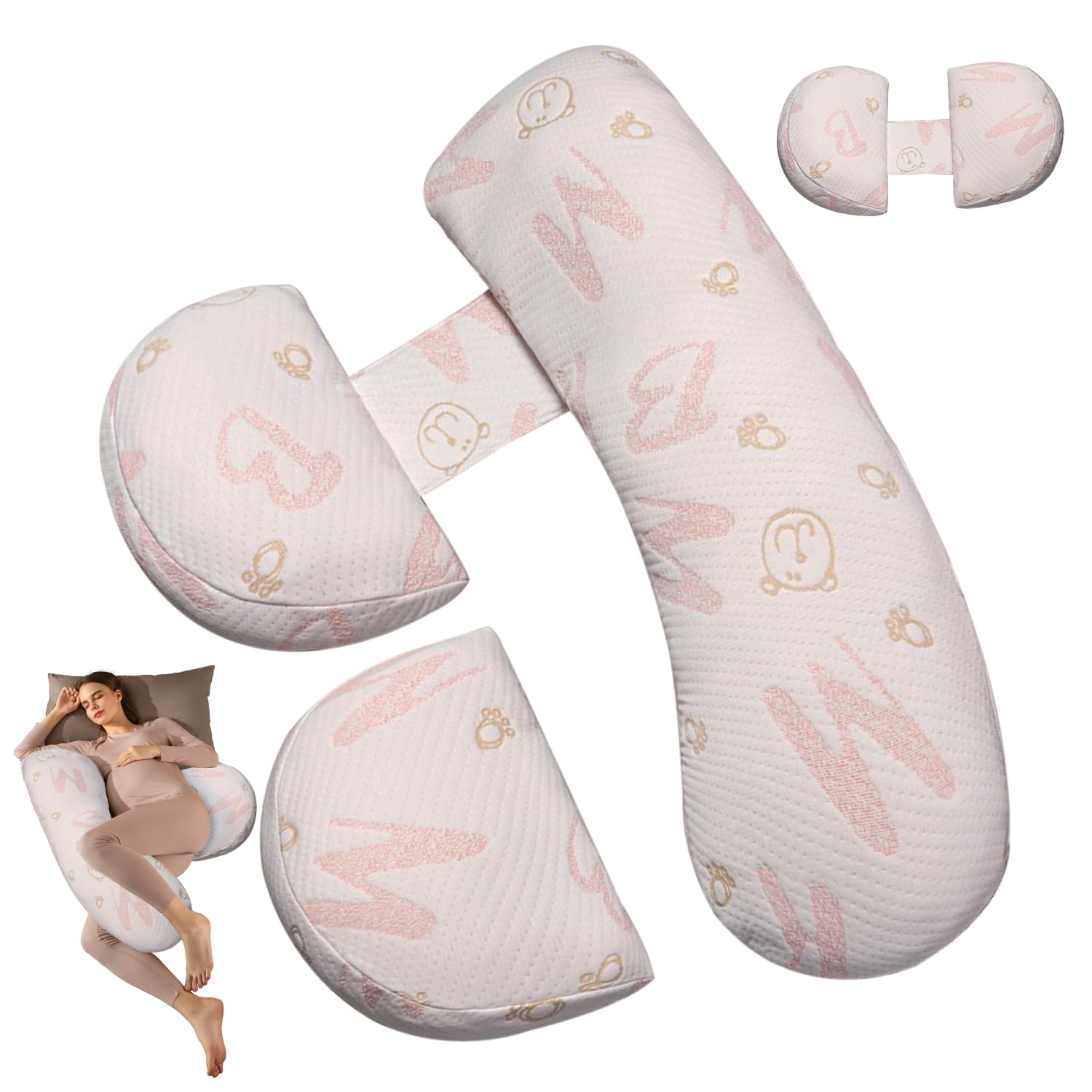 Anfrandce pregnancy pillow full-body arc supports back and hips for restful sleep