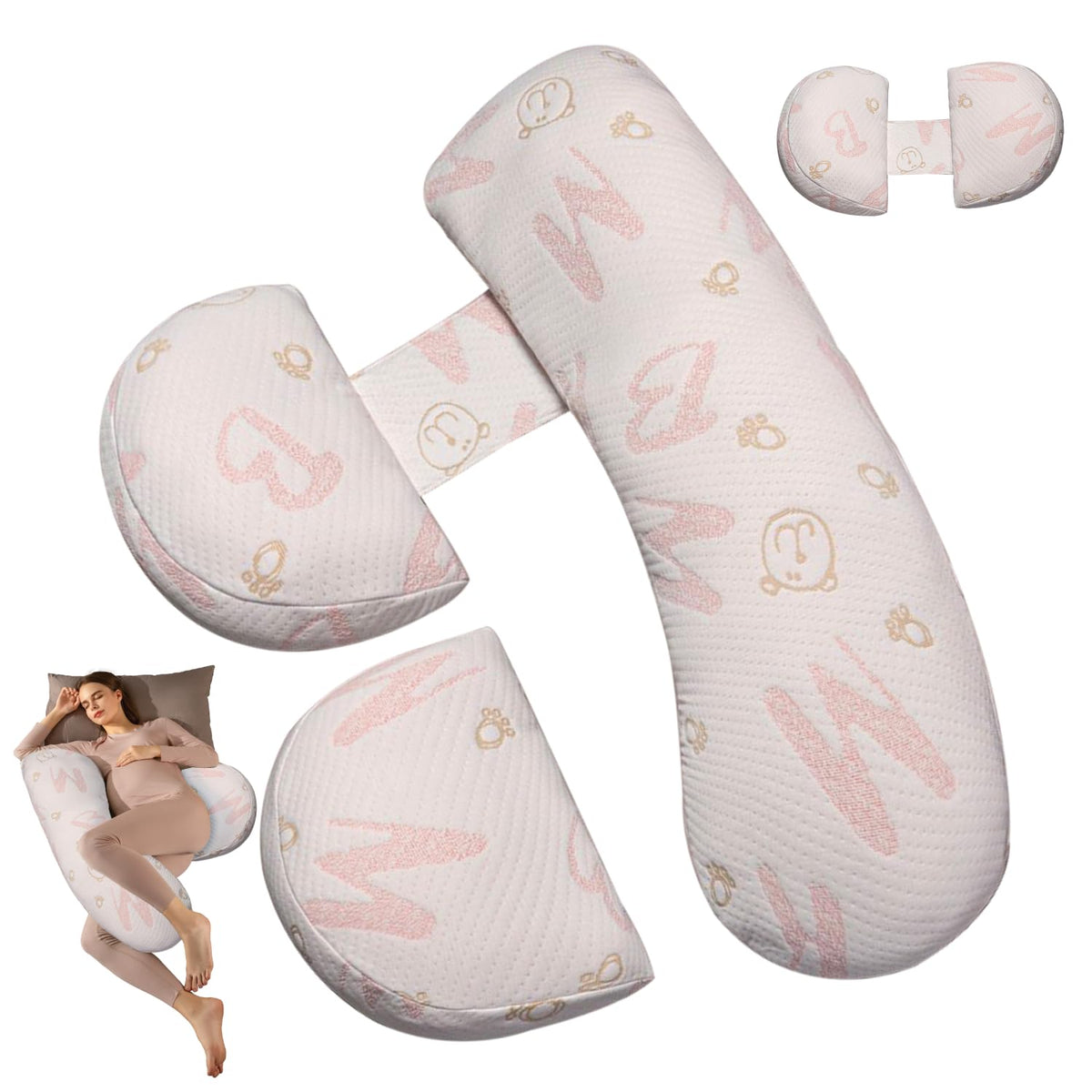 Anfrandce pregnancy pillow full-body arc supports back and hips for restful sleep