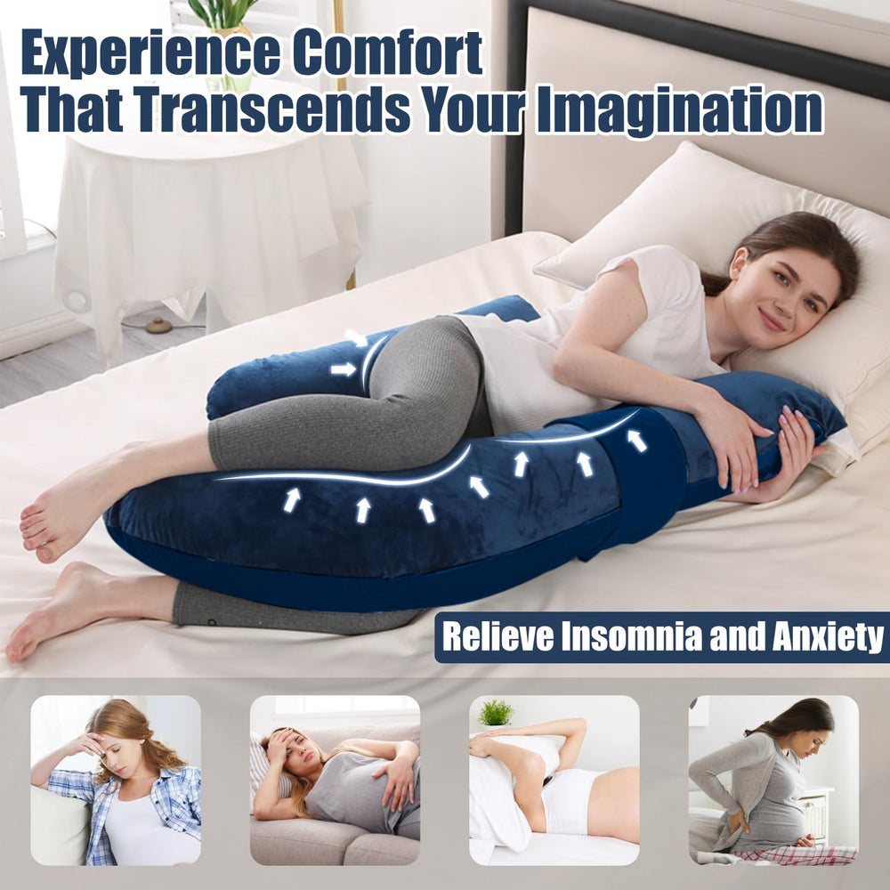 Anfrandce pregnancy pillow removable cotton cover closeup for easy care.