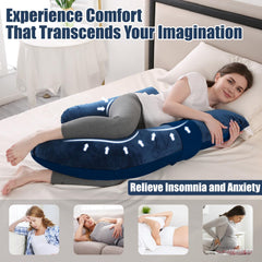 Anfrandce pregnancy pillow removable cotton cover closeup for easy care.