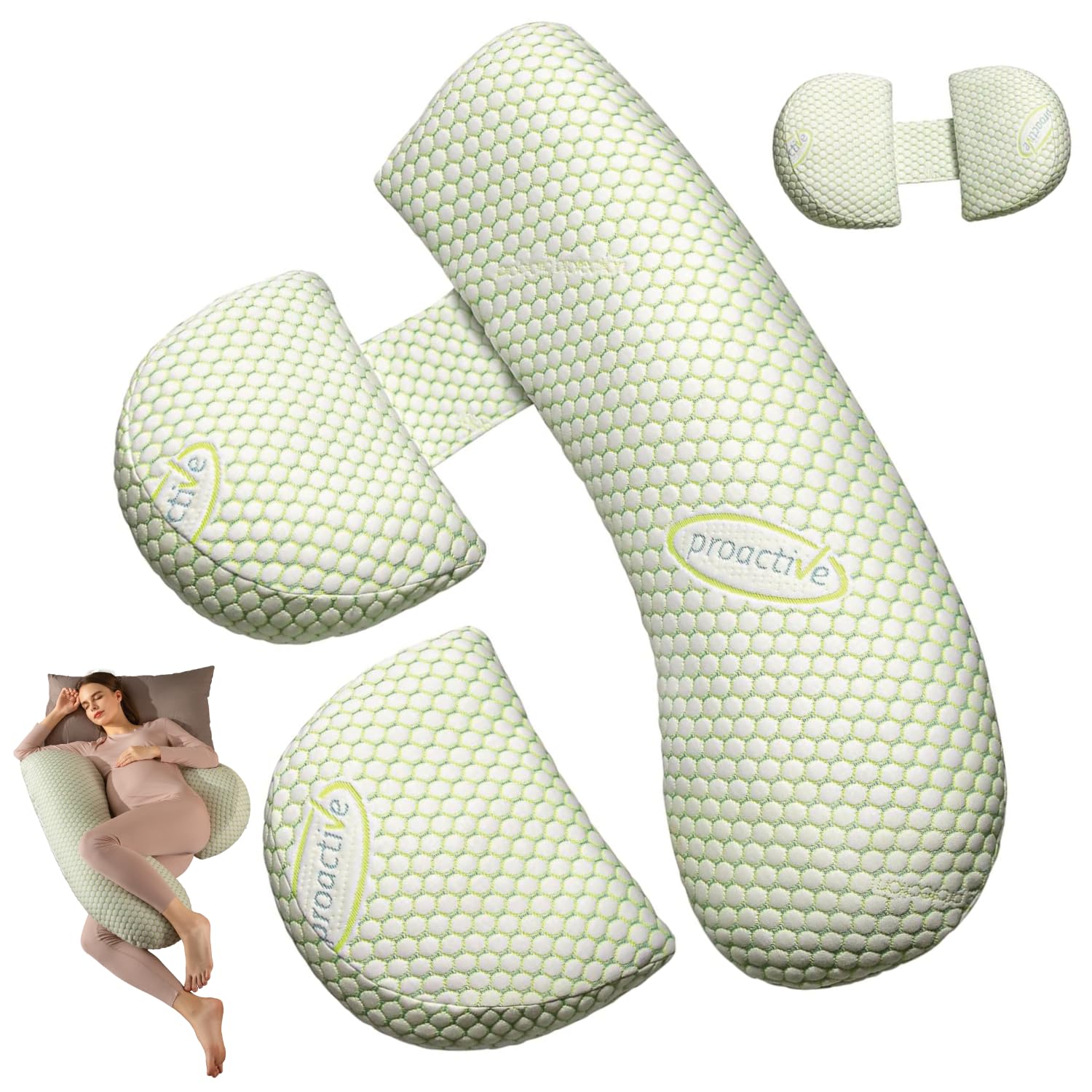 Anfrandce full-body support pillow for comfortable pregnancy sleep.