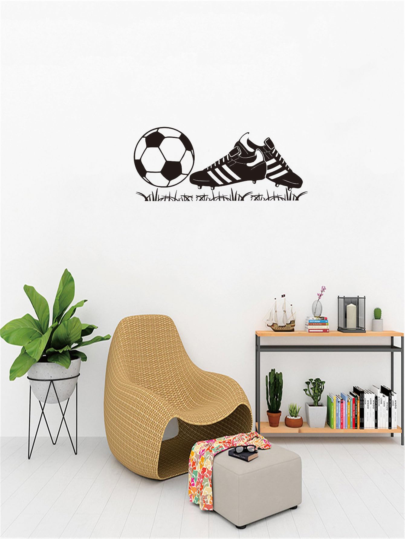 ANFRJJI soccer ball decal adds depth to classrooms or kids' rooms.