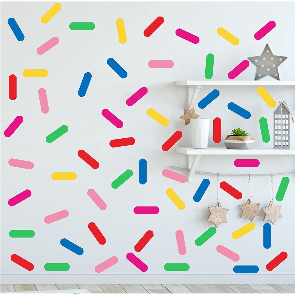 ANFRJJI Rainbow Sprinkles wall decal enhances kitchens and play areas with color.