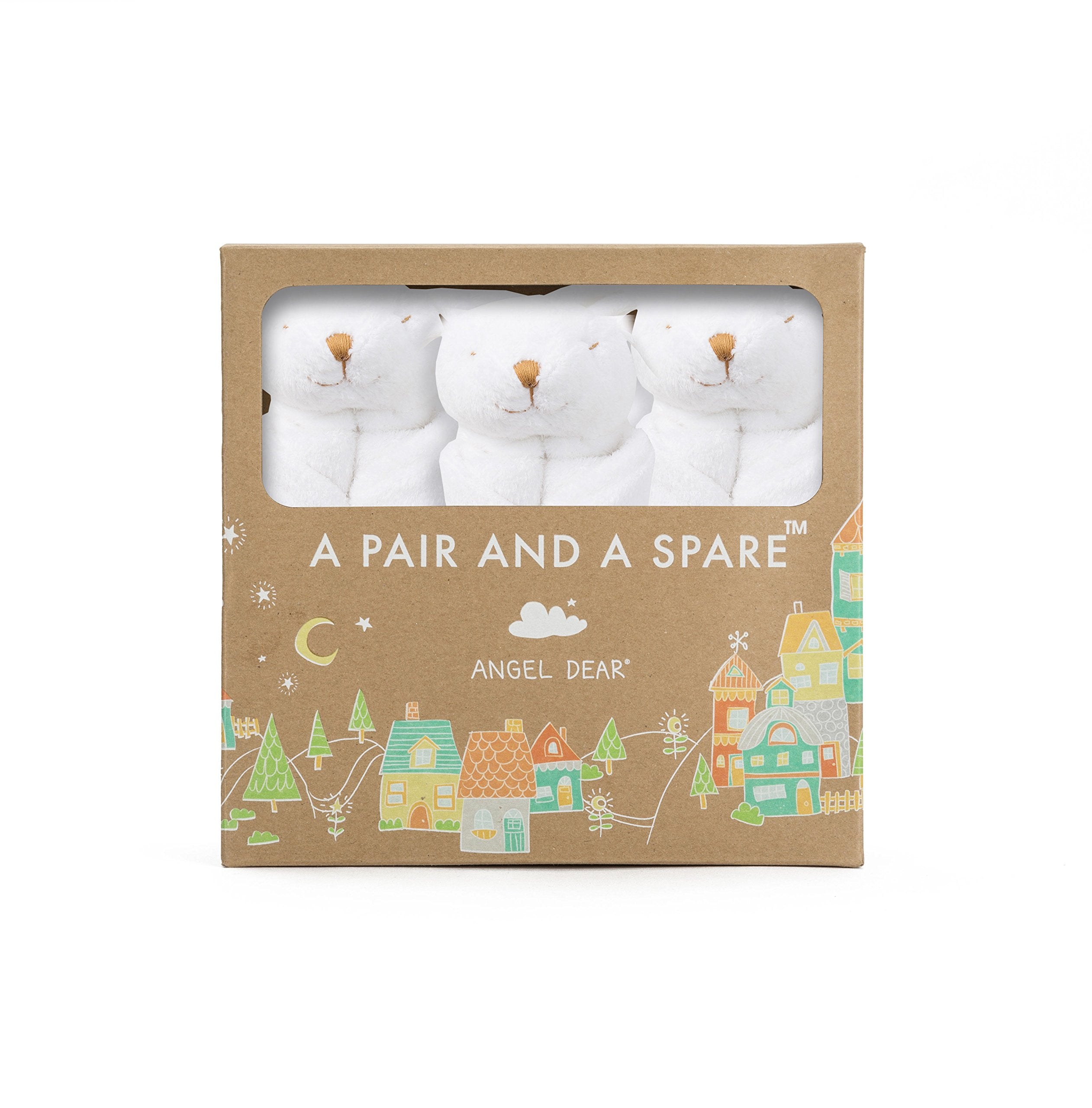 Angel Dear Three of a Kind Blankie White Bunny front view, ultra-soft for soothing naps.