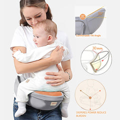 ANGELBB hip seat carrier side view showing one-handed carrying convenience