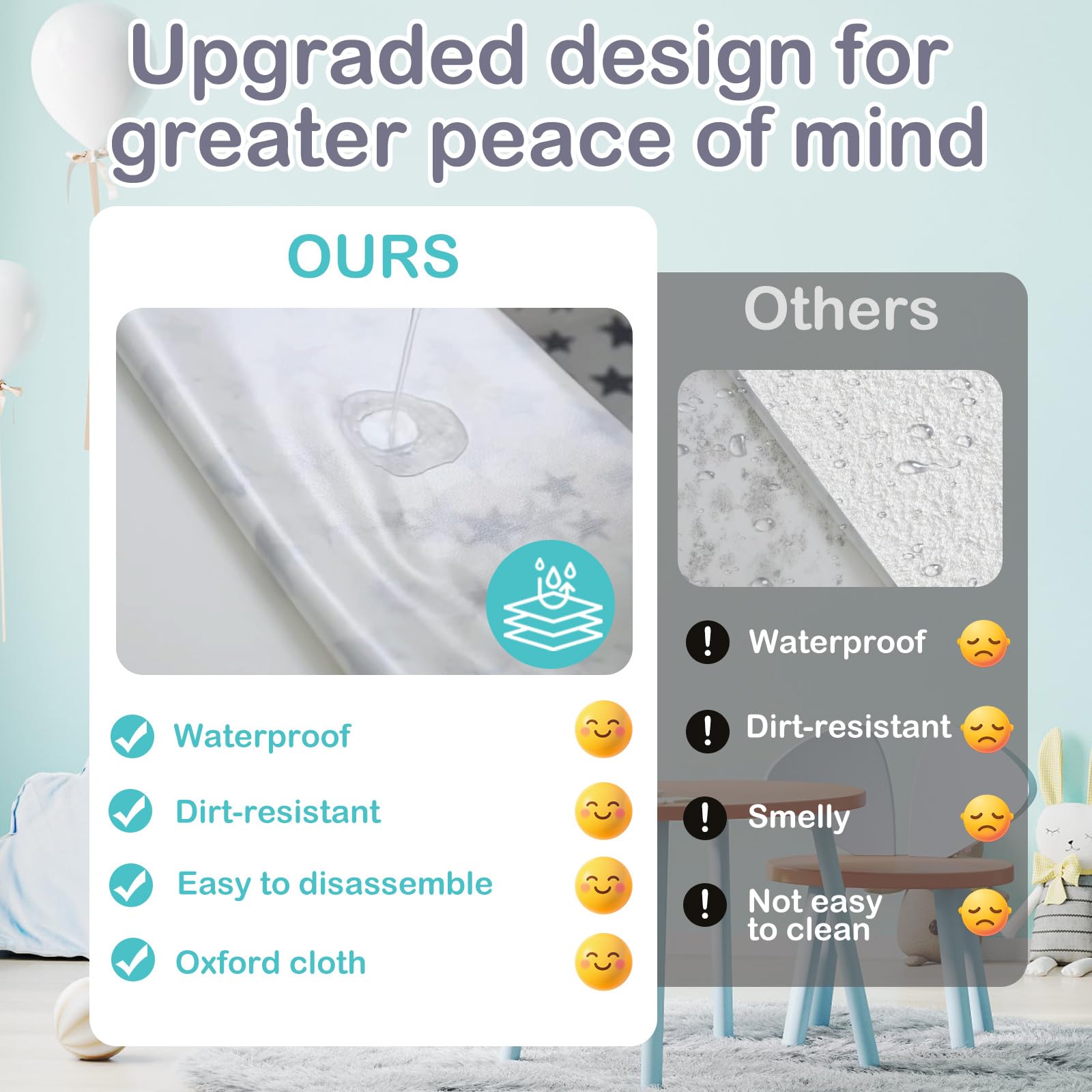 ANGELBECKE waterproof base reduces leaks during travel and nap time
