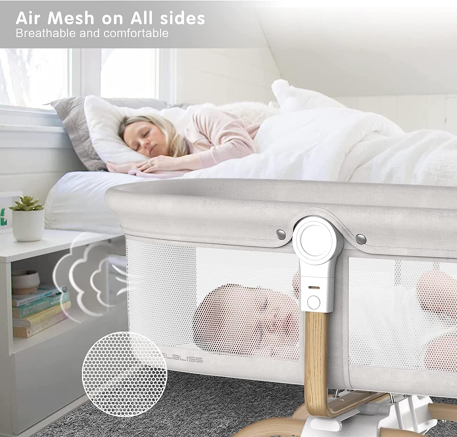 ANGELBLISS mesh-sided design improves airflow for relaxed breathing and comfort.