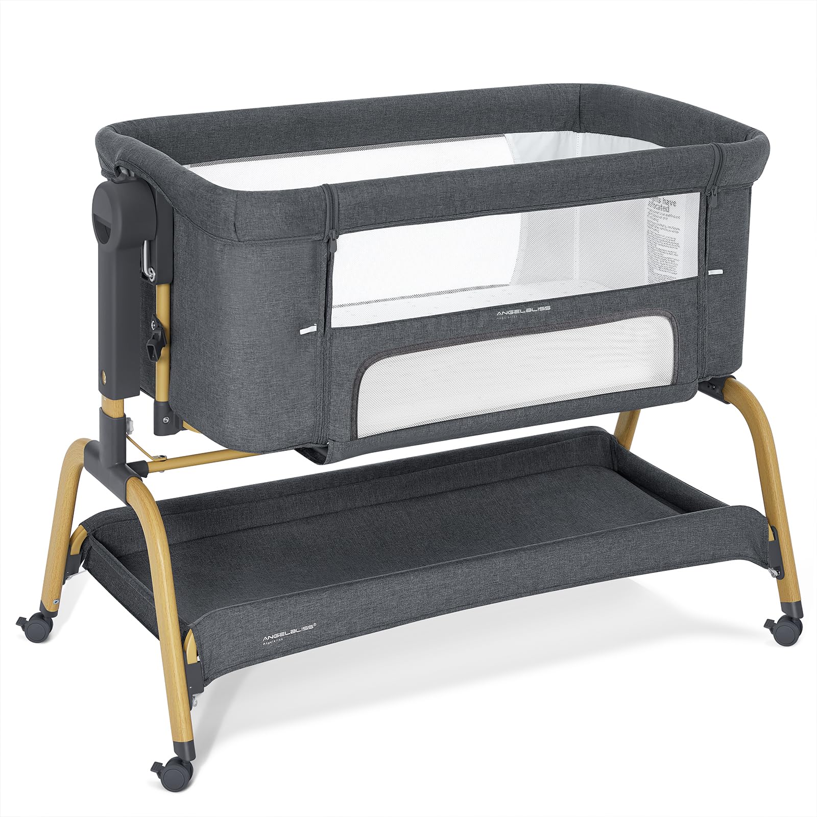 AngelBliss 3-in-1 bassinet with breathable mesh for airflow.