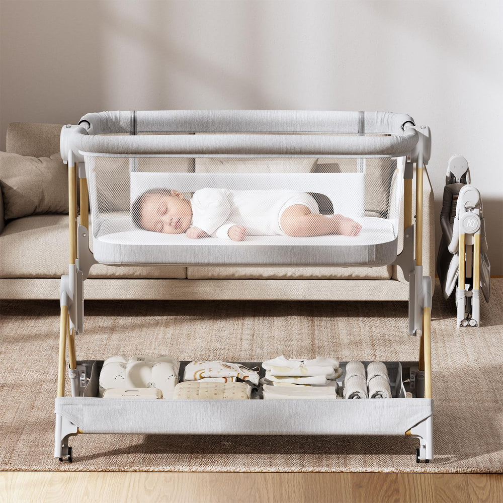 ANGELBLISS baby bassinet folded for travel and quick setup