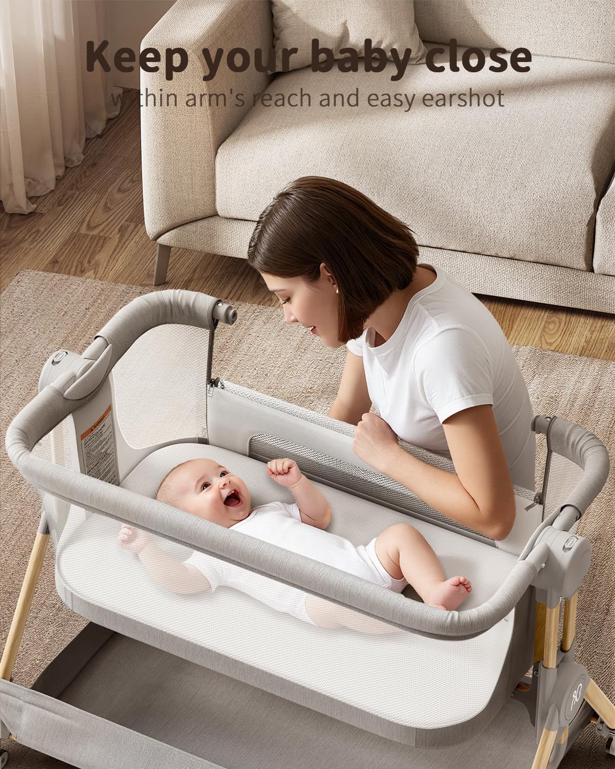 ANGELBLISS baby bassinet large under-bassinet storage basket
