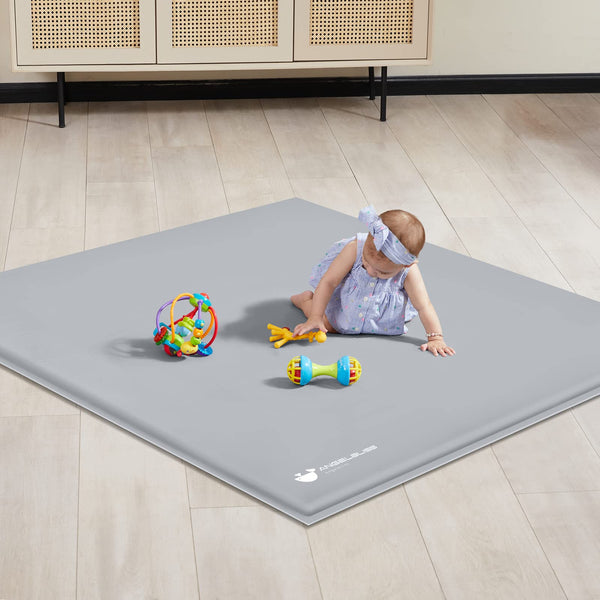 ANGELBLISS baby playpen mat unfolds into a soft inflated surface for tummy time