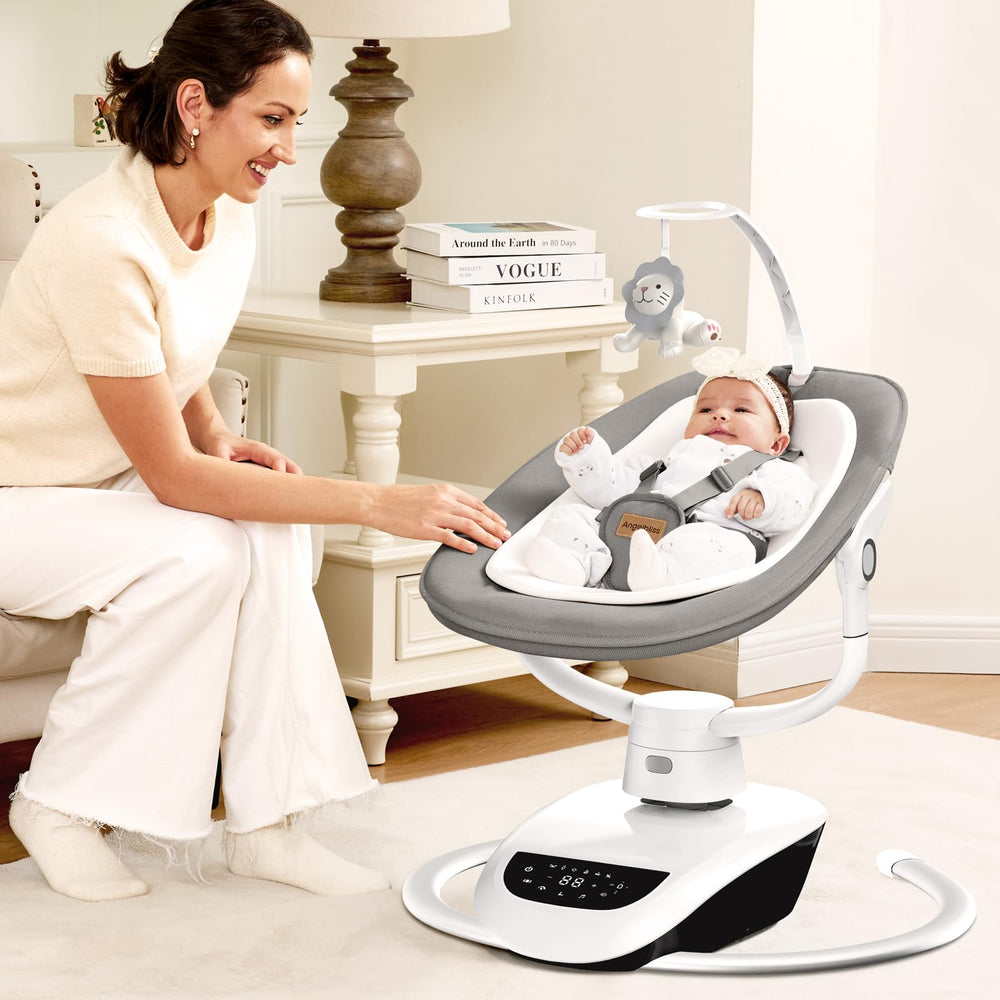 Angelbliss swing offers 13 lullabies and nature sounds for soothing